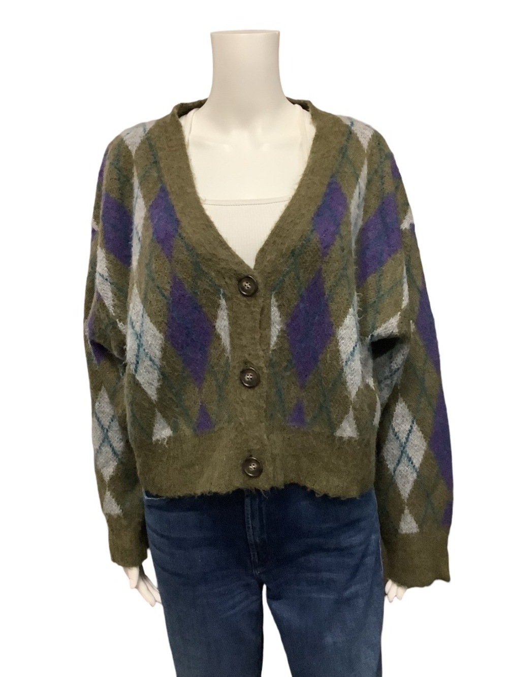 DayDreamer Argyle Cardigan Size: M